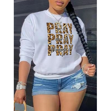 

LW Leopard Letter Print Sweatshirt, White