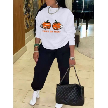 

LW Fruit Letter Print Tracksuit Set, White