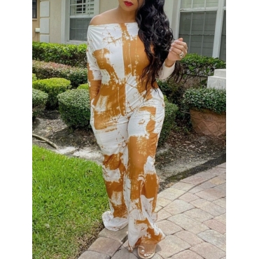 

LW Off The Shoulder Tie-dye Jumpsuit, Yellow