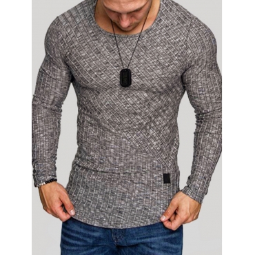 

LW COTTON Men Round Neck Curved Hem T-shirt, Grey