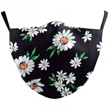 

LW COTTON Floral Print Face Mask, Black