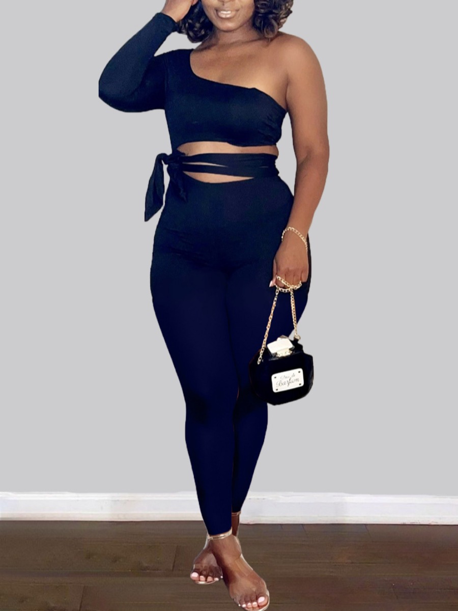 

LW One Shoulder Bandage Design Skinny Jumpsuit, Black