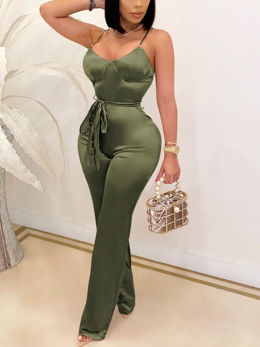 

LW Bandage Wide Leg Cami Jumpsuit, Army green