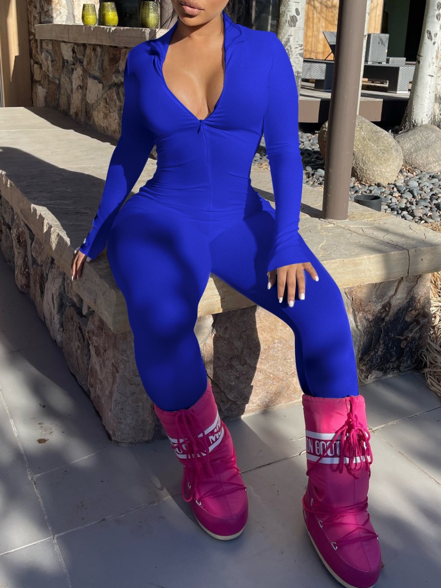LW BASICS Zipper Design Skinny Jumpsuit