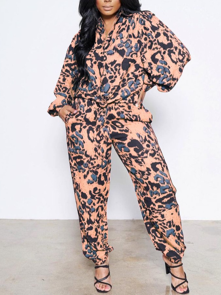 

LW Animal Print Pocket Design Pants Set, Croci