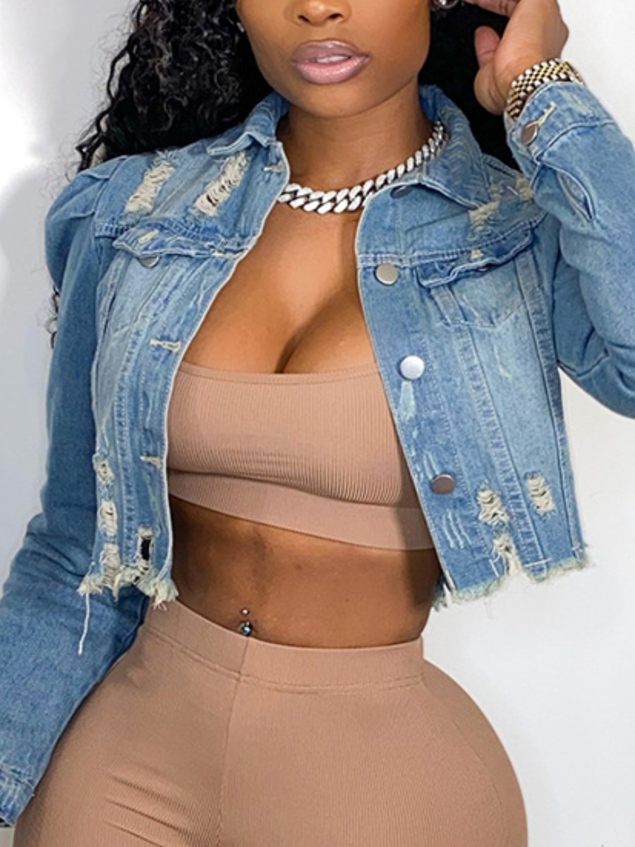 LW Raw Edge Ripped Denim Jacket (No Stretch)