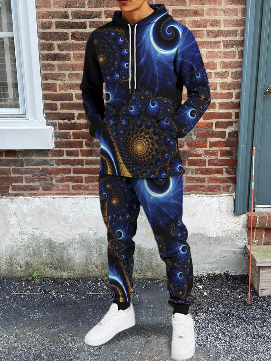 

LW BASICS Men Mixed Print Pocket Tracksuit Set, Multi