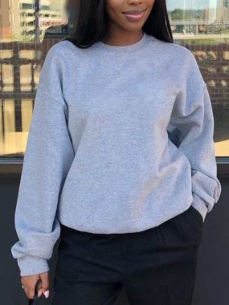 

LW BASICS Round Neck Sweatshirt, Grey