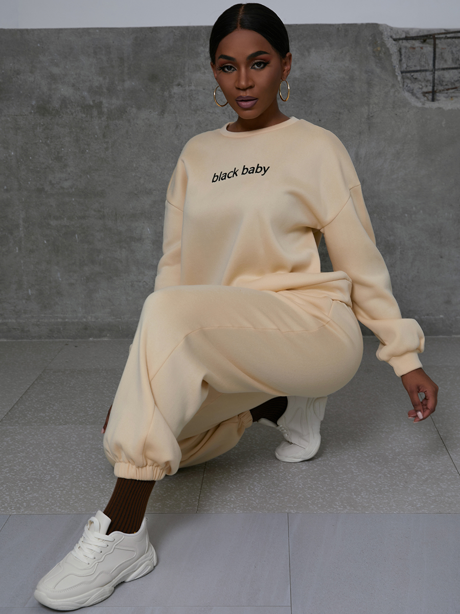LW COTTON Letter Print Oversized Pants Set