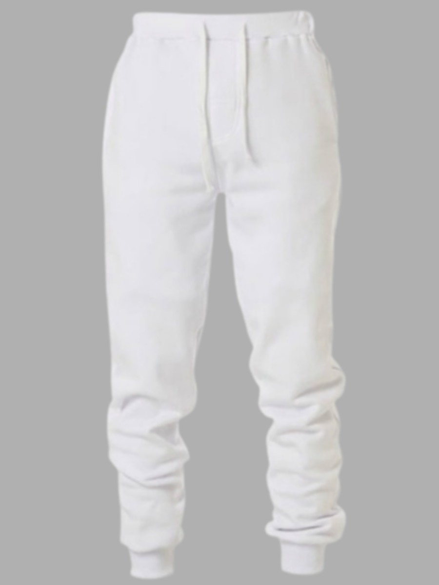 

LW Men Drawstring Solid Pocket Pants, White