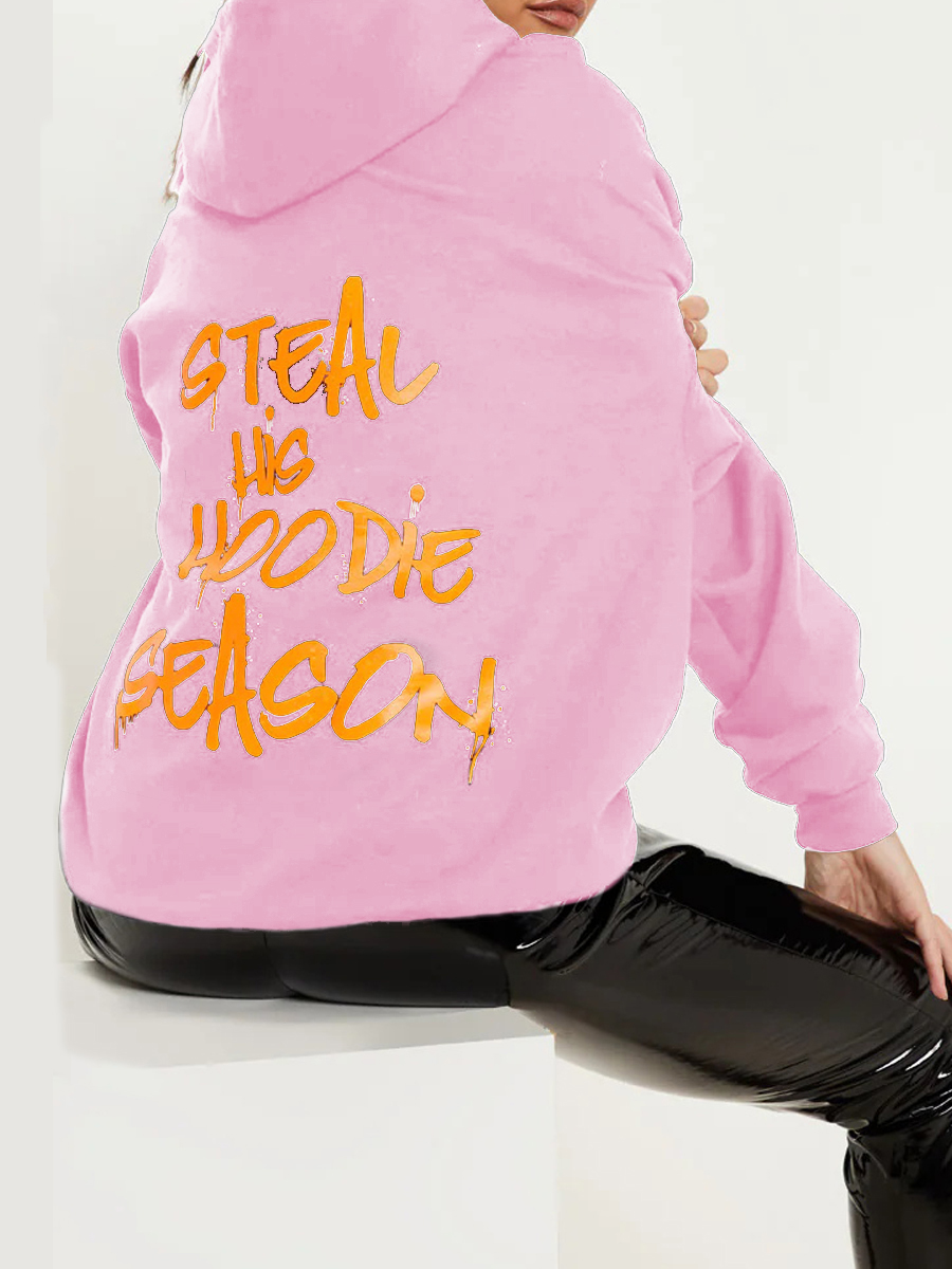 

LW Back Letter Print Oversize Hoodie, Pink