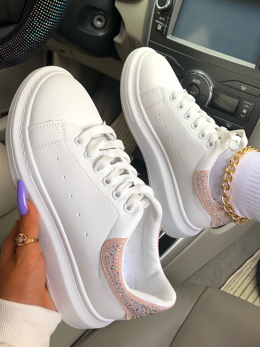 

LW Crystal Patchwork Daily Sneakers, White