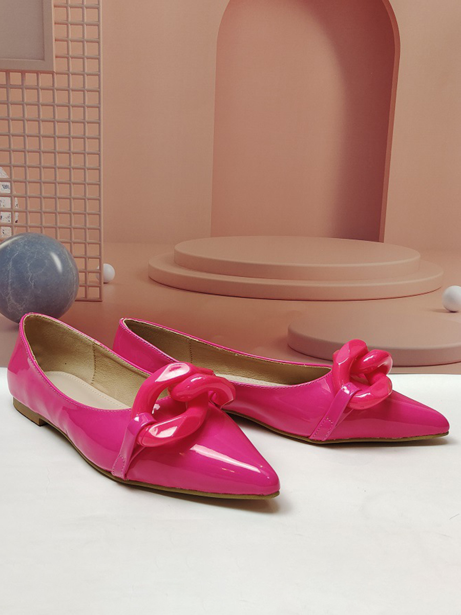 

LW Chain Decor Slip On Flats, Rose red