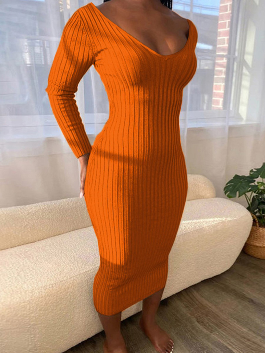 

LW BASICS Drop Shoulder Rib Knit Bodycon Dress, Jacinth