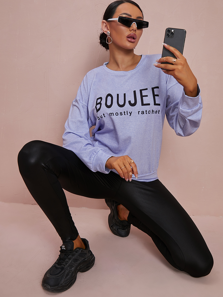LW Round Neck Letter Print Pants Set
