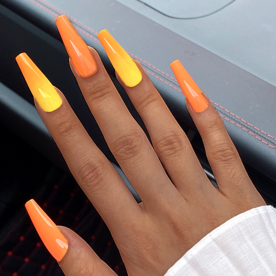 

LW 24pcs Gradient Print Fake Nail