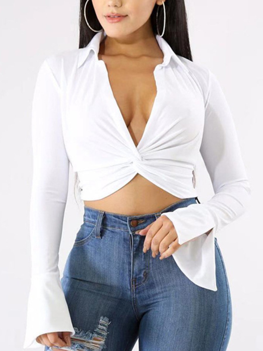 

LW Twist Front Slit Basic Blouse, White