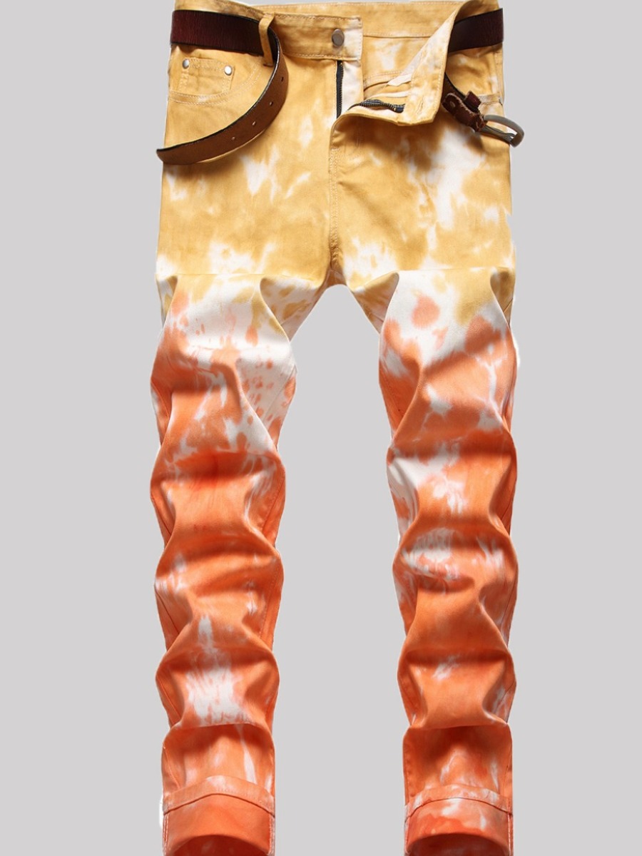 LovelyWholesale Men Tie Dye Elastic Skinny Jeans Spring|Fall Street Other Spring Summer 2024