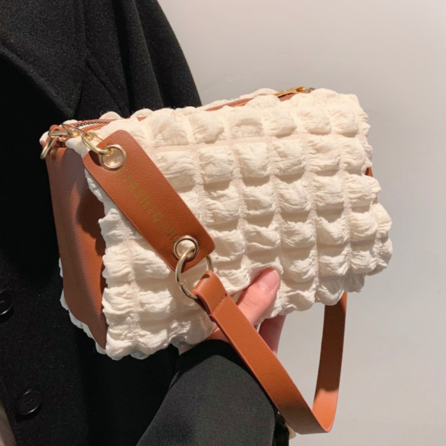 

LW Ruched Embossed Panel Crossbody Bag, White
