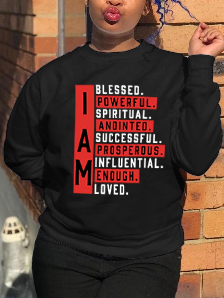 LW Letter Print Pullover Sweatshirt
