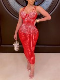 LW SXY Rhinestone Bodycon Cami Prom Dress