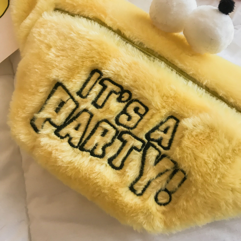 

LW Plush Embroidered Letter Bum Bag, Yellow