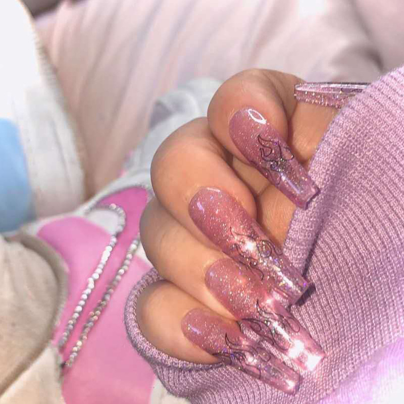 

LW Sequined Blaze Fake Nail, Light purple