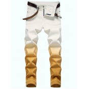 LW Men Mid Waist Basic Gradient Print Straight Jea