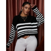 LW Round Neck Striped Sweater