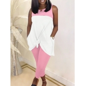 LW Casual Patchwork Light Pink Two-piece Shorts Se