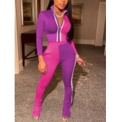 LW Turndown Collar Zipper Design Patchwork Tracksu