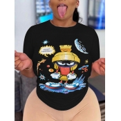 LW Plus Size Round Neck Cartoon Print T-shirt