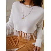 LW Tassel Design Crop Top Sweater