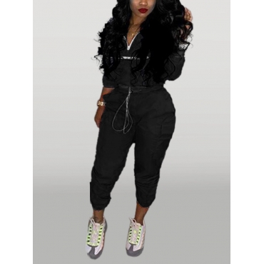 

LW Trendy Patchwork Black Two-piece Pants Set