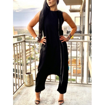 

LW Zipper Design Harlan Jumpsuit, Black