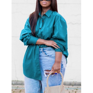 

LW Plus Size Dropped Shoulder Loose Blouse, Blue