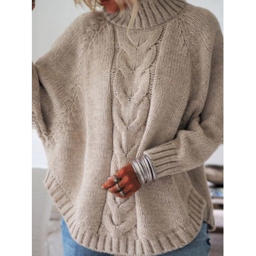 

LW Plus Size Bat Sleeve Cable Knit Sweater, Khaki