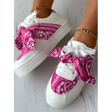 

LW Cashew Print Bandage Design Flats, Light pink