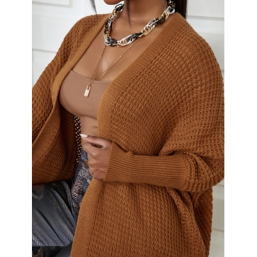 

LW Waffle Knit Open Front Cardigan, Brick red