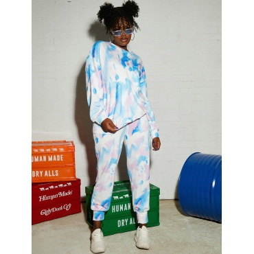 

LW Casual Tie Dye Pocket Design Pants Set, Blue