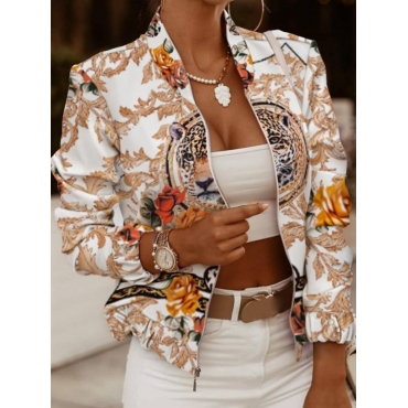 

LW Leopard Floral Print Jacket, White