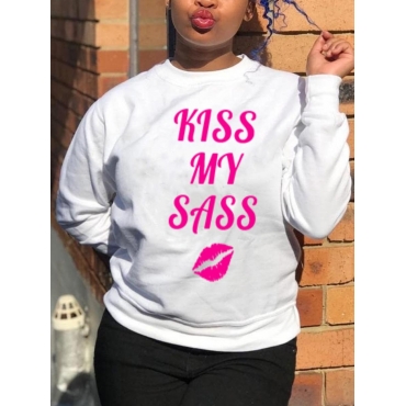 

LW BASICS Round Neck Letter Print Sweatshirt, White