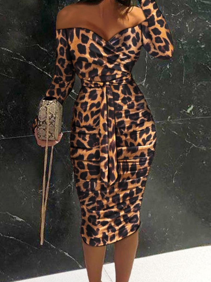 

LW Leopard Print Waist Tie Dress