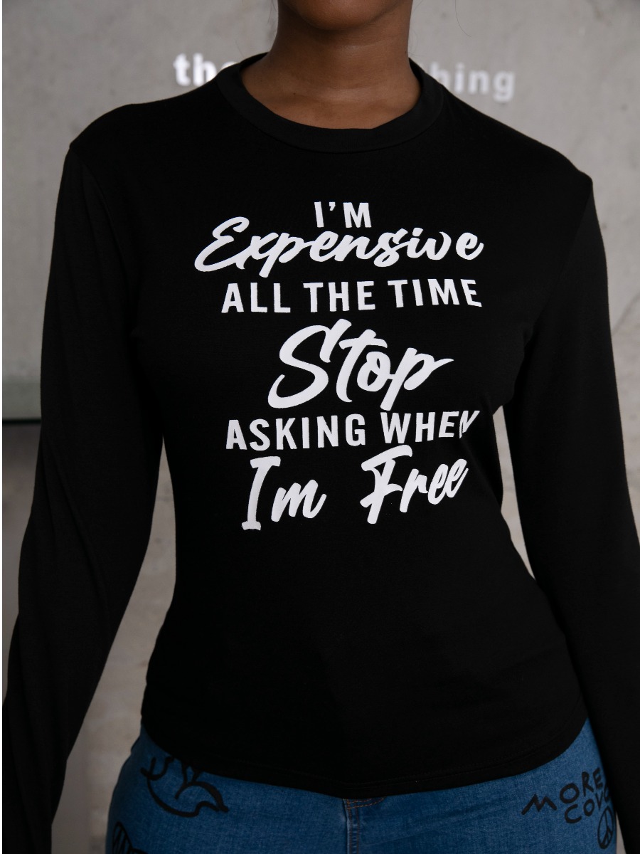 LW Letter Print Pullover T-shirt