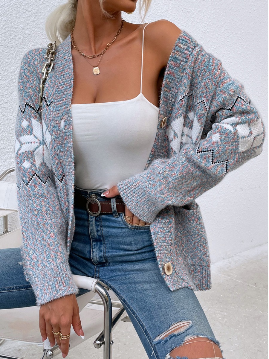 

LW Button Design Loose Cardigan, Dark grey