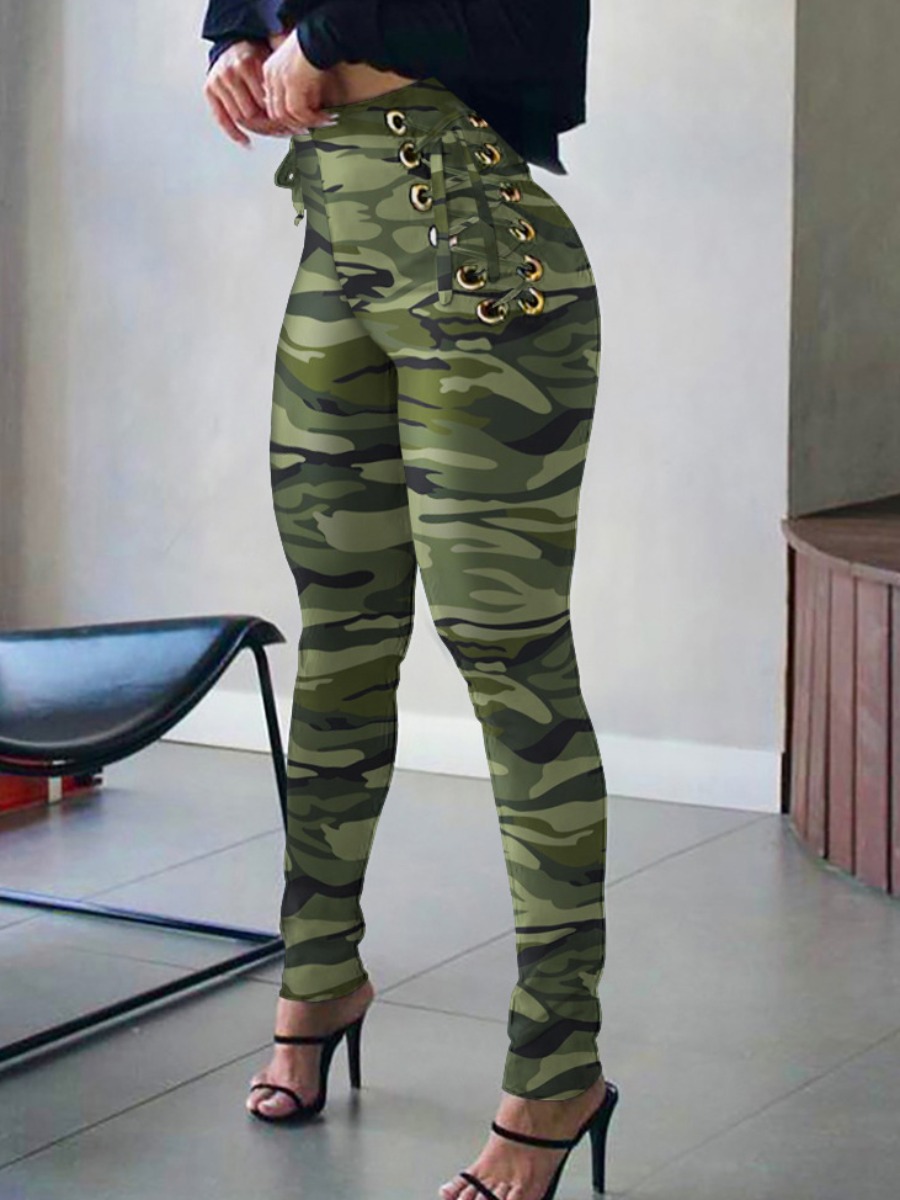 LW Camo Print Cross-over Design Pants