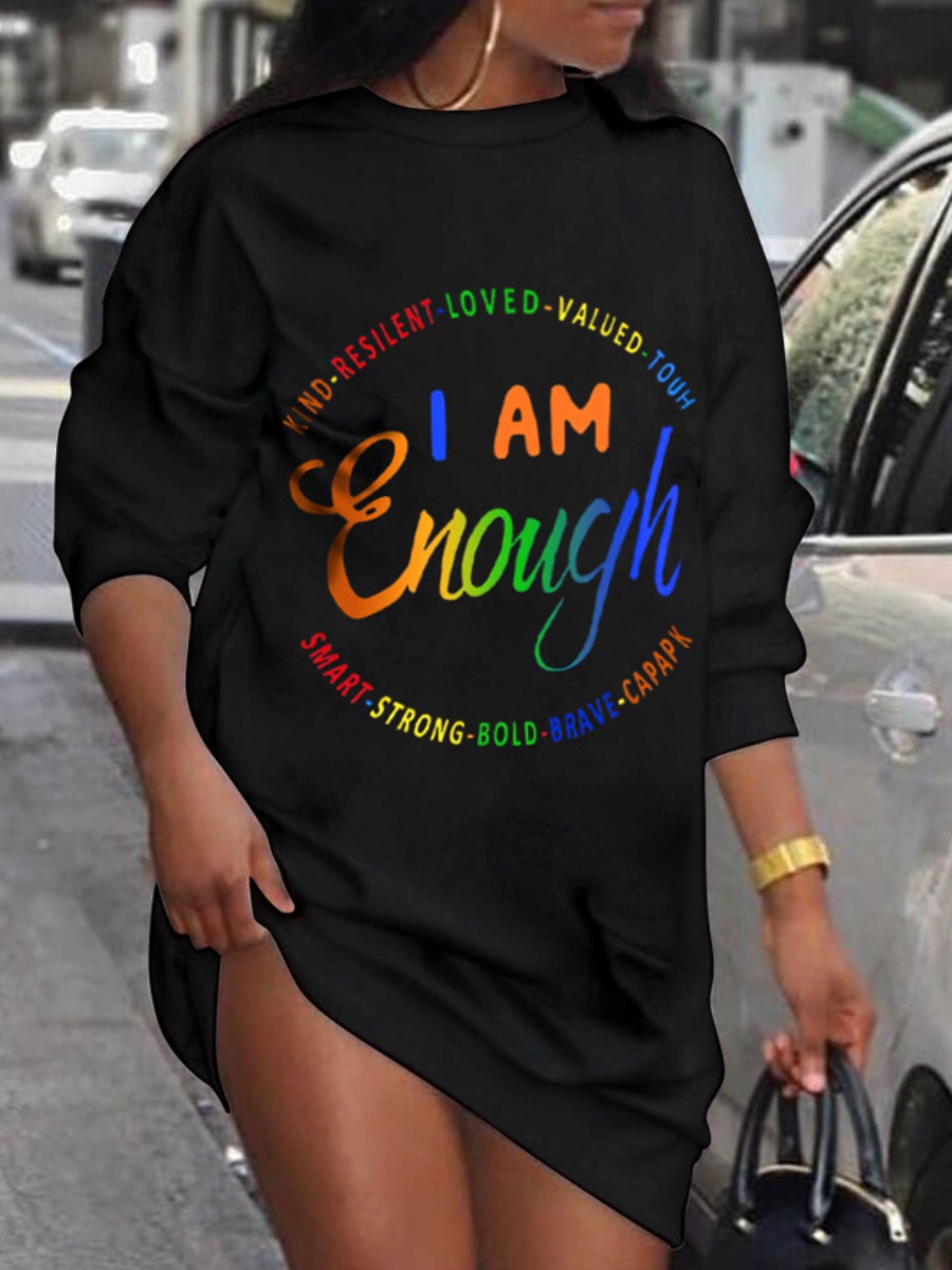 

LW Gradient Letter Print Sweat Dress, Black