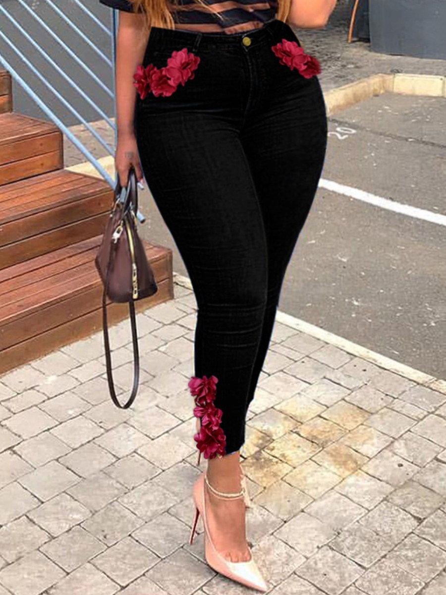 

LW Plus Size Patchwork Skinny Jeans, Black