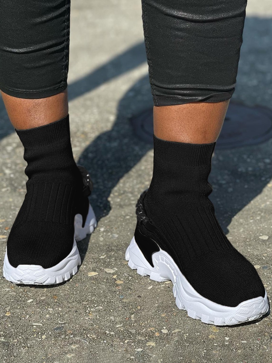 

LW Rib-Knit Breathable Booties, Black