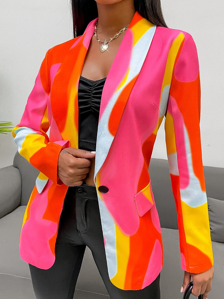 

LW Color-lump Button Design Blazer, Multi